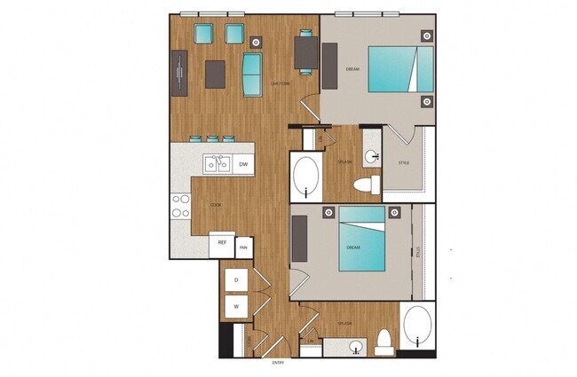 2x2 B 325 floor plan